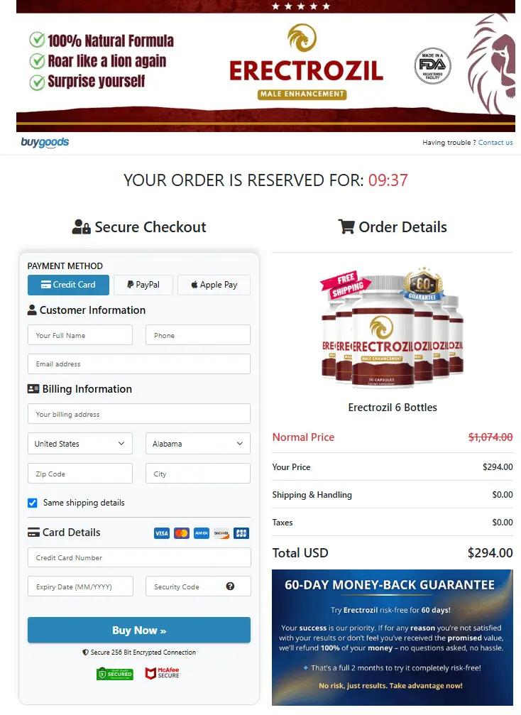 Erectrozil order
